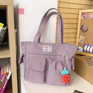 瑞十瑞豐 SWISHIARFEN孕檢手提包2023新款孕媽媽托特包產(chǎn)檢文件收納袋孕期孕婦帆布包女 xiaofeixiang2462紫色+隨機掛件