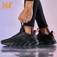 361度運(yùn)動(dòng)鞋男鞋春季新款361跑步鞋男慢跑鞋網(wǎng)面透氣男士軟底休閑鞋子 曜石黑/螢光超級(jí)橙 39