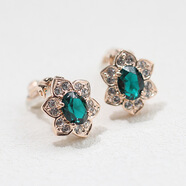 經(jīng)典復古三色紅藍綠鑲鉆耳飾無(wú)耳洞耳夾耳飾女 綠色