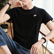 耐克（NIKE）短袖男 2025年夏季運動(dòng)體恤時(shí)尚透氣休閑服圓領(lǐng)T恤男 AR4999-013/黑色/小白勾 L
