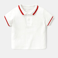 贏一貝嬰兒衣服POLO衫短袖T恤0-3歲男童夏裝寶寶女小童上衣兒童幼兒外出 白色 90cm