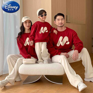 迪士尼（Disney）寶寶拜年服龍年子裝25新款冬季紅色加絨衛衣嬰兒新年一家三口母女 紅色衛衣 童120【41-48斤】