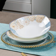 旺昌景德鎮陶瓷盤(pán)子套裝創(chuàng  )意簡(jiǎn)約菜盤(pán)子家用6只裝餐具組合2024年新款 時(shí)光漫步8英寸三角盤(pán)2只