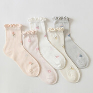 倫洛弗夏季超薄月子襪網(wǎng)眼花邊松口女襪不嘞腳棉女士孕婦襪子5雙 五雙裝木耳邊夏日小花月子襪