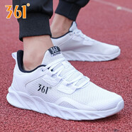 361°男鞋運動(dòng)鞋男跑步鞋冬季361度男鞋休閑透氣慢跑鞋網(wǎng)面旅游鞋子 361度白/曜石黑 39 245mm