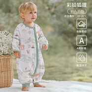 歐孕（OUYUN）【小清心】嬰兒睡袋春秋竹棉兒童分腿寶寶秋季空調(diào)房防踢被2024 狐貍【竹棉前六可拆袖】20-26度 90cm M碼 建議身高80-(1.5-2.5歲)