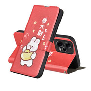 佩諾（PINO）  小米Redmi Note12手機殼12pro+保護套翻蓋式皮套全包防摔男女款外殼 【搭扣彩繪】發(fā)大財兔 紅米note12 版本
