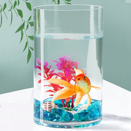 茨格曼圓柱形魚(yú)缸一體缸辦公桌面養(yǎng)魚(yú)缸迷你小型玻璃鋼烏龜缸家用金魚(yú)缸 透明 圓柱型魚(yú)缸 直徑15*高20CM