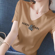 君芳雅白色短袖t恤女2024新款早春夏季寬松V領(lǐng)正肩上衣服純棉半袖打底衫 白色M胸標(biāo) M95斤內(nèi)