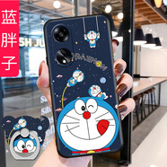 億博睿 適用于oppoA1活力版手機(jī)殼oppo卡通A1保護(hù)套OP0PA可愛(ài)全包opa防摔oppa1男 藍(lán)胖子 收藏配 指環(huán)+掛繩 oppoA1活力版