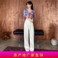 媚哥高品質(zhì)闊腿牛仔褲女2024春夏新款直筒寬松顯瘦百搭休閑拖地褲女 白色單褲【九分褲】 M 碼【98 -108斤 】