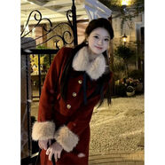 AEMAPE紅色戰(zhàn)袍mm毛呢法式復(fù)古新款小香風(fēng)秋冬短款外套淑女半裙兩件套女 復(fù)古紅【半身裙】 M