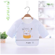 黛芷芙新生兒保暖夾棉衣服初生嬰兒和尚服棉加厚半背衣上衣春秋冬季裝 小熊敲敲藍半背厚棉衣 59cm適合0-3個月