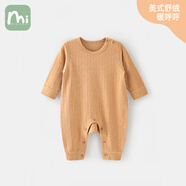 米愛(ài)熊嬰兒連體衣春秋款男女寶寶衣服秋裝a類(lèi)長(cháng)袖睡衣保暖哈衣爬服冬季 卡其 80