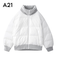 A21韓式短款本命年羽絨服女冬季時(shí)尚設(shè)計(jì)感寬松百搭簡(jiǎn)約小眾羽絨服 米白 M