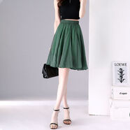 賢語(yǔ)點(diǎn)碎花雪紡半身裙女2022新款夏季綠色a字裙子半裙短裙傘裙 綠色半裙 L 110-125斤