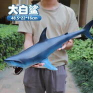 星期樹海洋動(dòng)物模型超大號仿真軟膠鯊魚玩具海豚龜鯨魚兒童海底世界玩具 【大號】48cm大白鯊