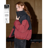 庫恩瑪維（KUHNMARVIN）韓版小個子短款羽絨服女2024年冬季新款撞色90白鴨絨外套K33300 磚紅色 S