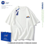 NASA GISS官方短袖t恤男純棉潮牌情侶款潮流夏季寬松oversize卡通體恤衫 8011白色 M體重110-130斤
