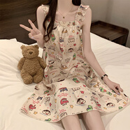 另約帶胸墊睡裙女夏季睡衣2026新款冰絲甜美吊帶背心中長(cháng)裙家居服春秋 1353 可愛(ài)卡通【可拆卸胸墊】 2XL