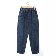 Lauaird胖mm大碼牛仔褲女寬松直筒顯瘦哈倫褲200斤加肥加大松緊腰老爹褲 灰色 3XL (140-160斤)