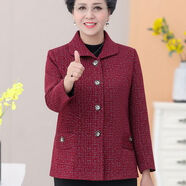 蘭威費(fèi)雷中老年女裝春秋裝老年人衣服女奶奶外套媽媽裝女裝老太太上衣 棗紅小碎點(diǎn)【開(kāi)衫半圓 領(lǐng)】1 2XL 90-110斤