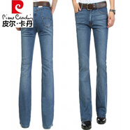 皮爾卡丹（pierre cardin）夏季款男士微喇叭褲韓版小喇叭牛仔褲彈力中高腰男士喇叭褲 38080淺藍色春秋款 33【腰圍2尺6】
