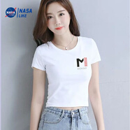NASALIKE純棉短袖短款t恤女修身2025夏季新款時(shí)尚韓版高腰顯瘦黑色上衣女 白色純棉【小M圓領(lǐng)】短款 XL 建議111-125