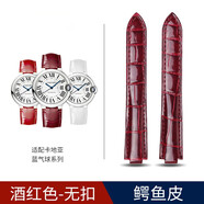 意時(shí)利 原裝卡地亞鱷魚(yú)皮手表表帶真皮男 適用cartier藍氣球凸皮帶坦克倫敦山度士鑰匙系列皮表帶 酒紅色-無(wú)扣 18mm【36表盤(pán)】