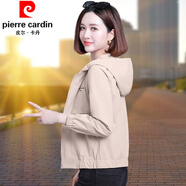 皮爾卡丹短款小外套女士春秋2025秋季新款時尚中年顯瘦洋氣減齡薄款夾克 卡其 2XL (推薦120-135體重)