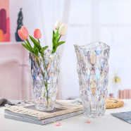 奇敬 北欧轻奢水晶玻璃花瓶波西米亚风花瓶玫瑰百合插花瓶客厅花瓶 波西米亚【大号高29.5cm】炫彩 单个玻璃花瓶（不含花）