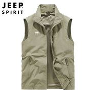 JEEP SPIRIT吉普馬甲男外穿男士高端春秋休閑背心上衣坎肩男裝 卡其 M