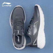 李寧（LI-NING）男鞋輕游跑步鞋男鞋夏季新款防滑耐磨反光休閑慢跑鞋夏天運(yùn)動鞋 黑色/云霧白 39.5