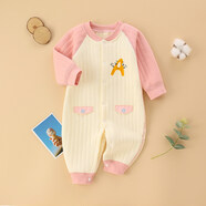 嬰兒夾棉連體衣春秋冬裝純棉保暖男女寶寶哈衣睡衣新生兒衣服加棉 A字粉色 80cm