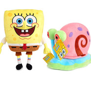 SPONGEBOB SQUAREPANTS海綿寶寶蜂蜜罐玩偶派大星毛絨公仔章魚哥抱枕掛件小蝸七夕禮物 30cm海綿寶寶+22cm小蝸牛 cm