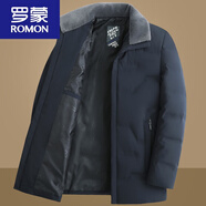 羅蒙（ROMON）爸爸秋冬裝外套裝老爸羽絨服男40中年50老人爺爺衣服60歲中老年人 JGYR22A26藏青 M 170建議80110斤