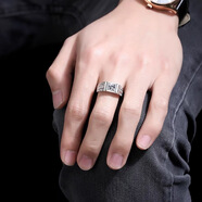 末言雨（MOYANYU）925銀戒指個(gè)性男士人造鋯石鉆戒霸氣活口指環(huán)情侶對戒仿真婚戒 男士戒指1個(gè)(開(kāi)口)