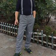 絲瀟背帶褲男寬松夏季背帶褲男韓版寬松新秋冬中老年男士加肥加大碼背 灰色 M
