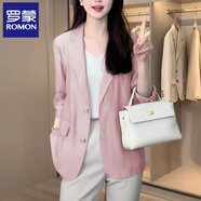羅蒙（ROMON）天絲薄款小西裝外套女2025夏季新款韓版休閑寬松輕薄防曬西服上衣 粉色 XL