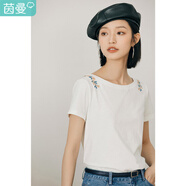 茵曼（INMAN）多色無(wú)袖顯瘦吊帶背心T恤女裝2025夏季新款簡(jiǎn)約休閑百搭圓領(lǐng)上衣 珍珠白-18525985 L