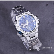 CASIO卡西歐鋼鐵之心GST100 GSHOCK周年限定太陽能藍(lán)牙手表男 GST-B100 GST-B100D-2銀鋼藍(lán)盤