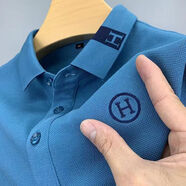 家之海瀾夏季男士短袖T恤衫中青年刺繡翻領(lǐng)大碼POLO衫男裝 H01天藍  2XL (185)