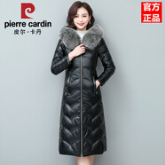 皮爾卡丹2025冬季海寧新款真皮羽絨服女中長(cháng)款韓版修身加厚綿羊皮皮衣外套 黑色【進(jìn)口黑狐貍毛領(lǐng)】 L 【體重95_105斤