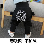 川孩嬰兒PP褲子男女寶寶褲長(cháng)褲春裝0秋季1-2-3歲外褲中小童吊襠褲護肚秋冬加絨款 破壞王黑色 73