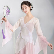 HengTravler古典舞蹈服套裝中國民族舞飄逸紗衣練功服演出服漢元素上衣裙子 漸變粉上衣 S 碼95斤以下【使用后不支持退】