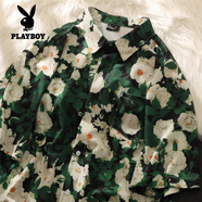 花花公子（PLAYBOY）短袖花襯衫男夏威夷休閑夏季薄款寬松襯衣oversize情侶五分袖潮流 C301 短袖 2XL 170-185cm/145-165斤