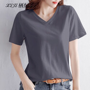 棲紀(jì)寬松t恤女短袖春夏裝2025新款純色棉圓領(lǐng)半袖體恤上衣 煙灰色【601】 3XL 建議(139-155斤)