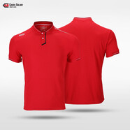 運動(dòng)Polo衫男夏季立領(lǐng)衫薄款透氣短袖t恤CG賽客團購印制定制足球訓練服 成人紅色 M
