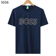 BOSS男士T恤2025夏季新款棉休閑短袖線(xiàn)型疊印潮牌雨果男士圓領(lǐng)百搭圖 藏青色 L