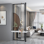 俠友屏風(fēng)遮擋隔斷柜客廳入戶(hù)門(mén)現代新中式餐廳隔辦公室玄關(guān)柜玻璃實(shí)木 A款：碳鋼黑色一平方